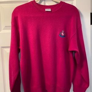 Vintage 80s Triminghams Bermuda 100% Cotton Pink Sweater SZ L Embroidered EUC
